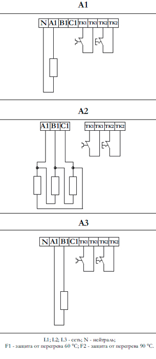 Рис.2. Электрические схемы подключения