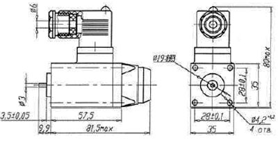 Рис.1. Габаритные размеры электромагнита КВМ 35-021-01 УХЛ4