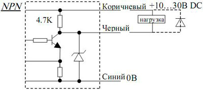 "Схема подключения оптического датчика Fotek SU-02R NPN"