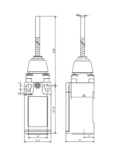 "Схема габаритных размеров выключателя FLS15M41366"