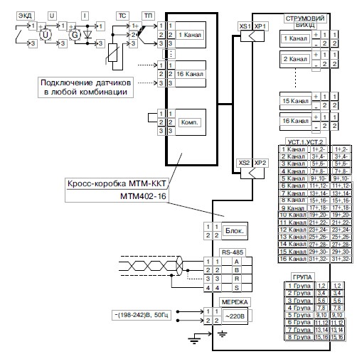 "Схема подключения преобразователя МТМ-402-16"